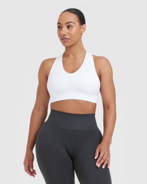 White Oner Active Classic Seamless 2.0 V-Neck Bralette Sports Bras | 01682KIFY