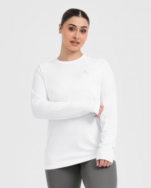 White Oner Active Go To Seamless Loose Long Sleeve T Shirts | 81724PYUQ