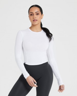 White Oner Active Mellow Soft Mid Long Sleeve T Shirts | 57680IENZ