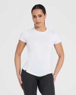 White Oner Active Mellow Soft Short Sleeve T Shirts | 07184OIKJ