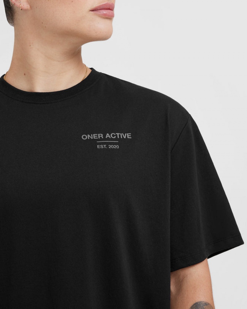 Black Oner Active Classic Lifters Graphic Oversized Lightweight T Shirts | 63048BVOL