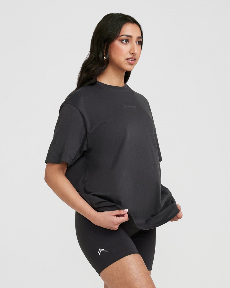 Black Oner Active Classic Mirror Graphic Oversized T Shirts | 48769DVSQ