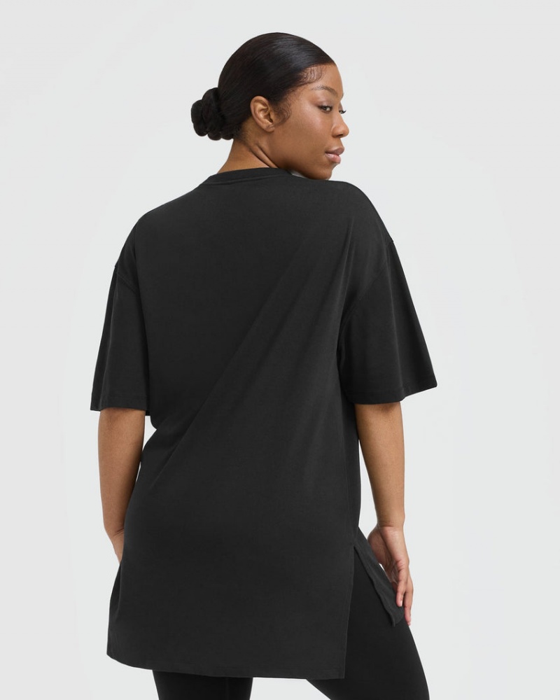 Black Oner Active Classic Oversized Longline T Shirts | 24850YTKE