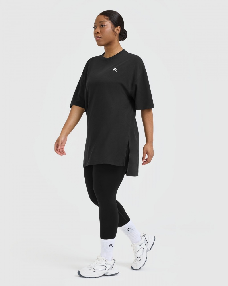 Black Oner Active Classic Oversized Longline T Shirts | 24850YTKE