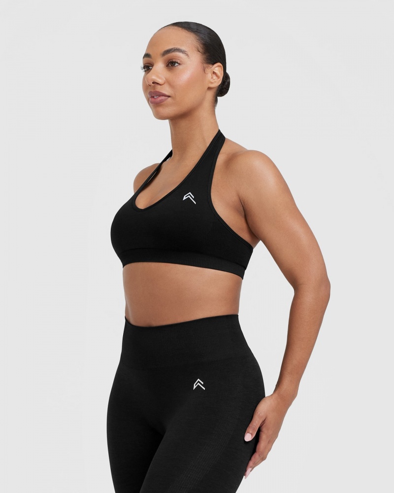 Black Oner Active Classic Seamless 2.0 Halter Neck Bralette Sports Bras | 54106APMK