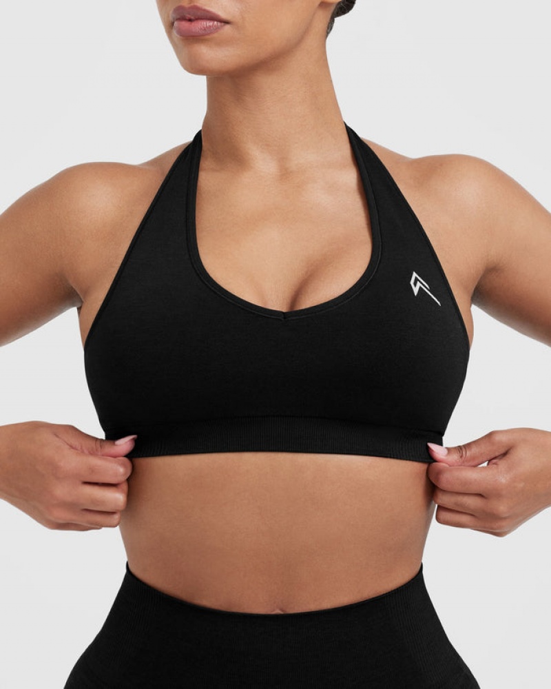 Black Oner Active Classic Seamless 2.0 Halter Neck Bralette Sports Bras | 54106APMK