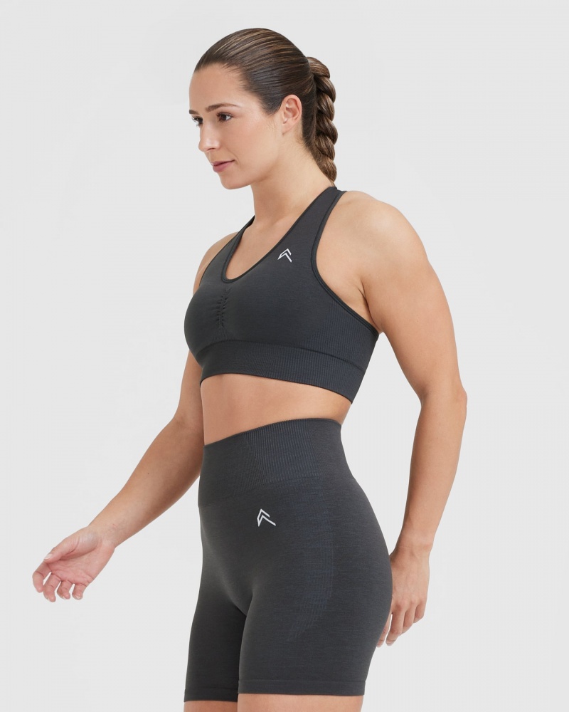 Black Oner Active Classic Seamless 2.0 V-Neck Bralette Sports Bras | 39405KAZN