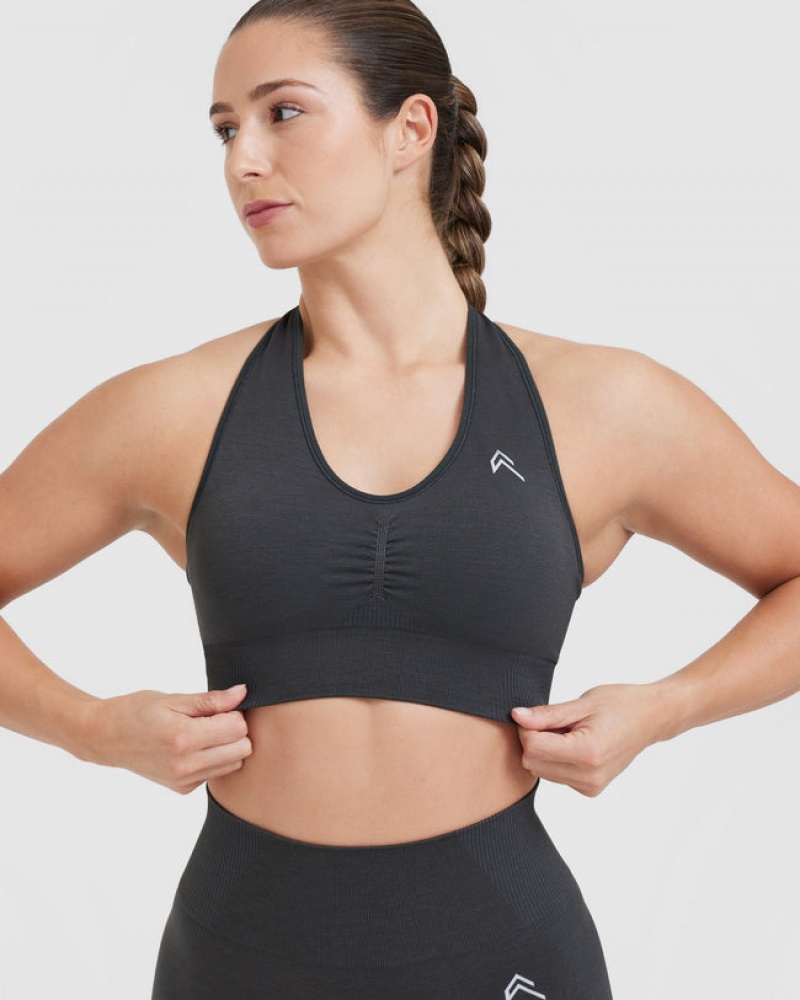 Black Oner Active Classic Seamless 2.0 V-Neck Bralette Sports Bras | 39405KAZN