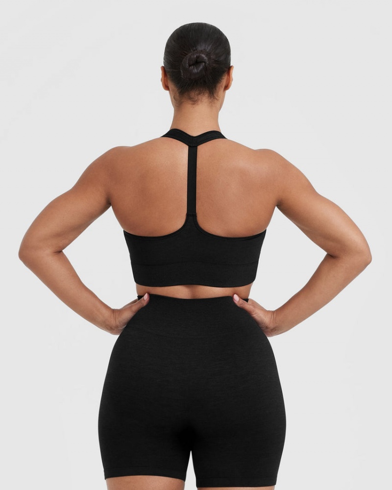 Black Oner Active Classic Seamless 2.0 V-Neck Bralette Sports Bras | 60831MWXB