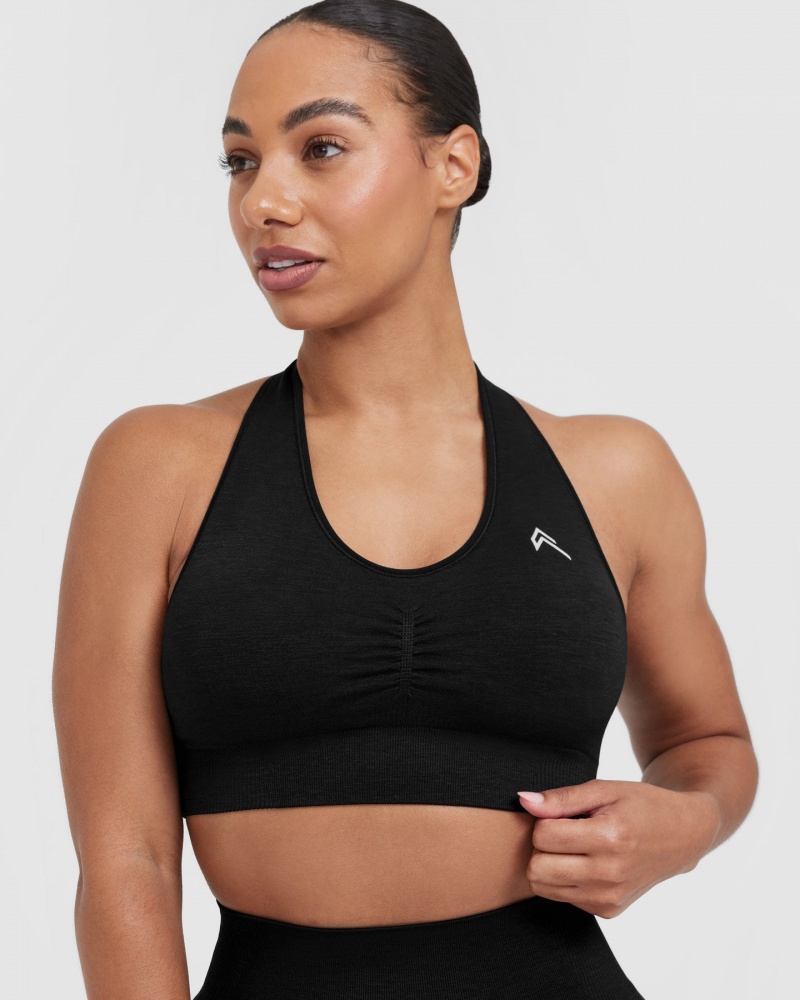 Black Oner Active Classic Seamless 2.0 V-Neck Bralette Sports Bras | 60831MWXB