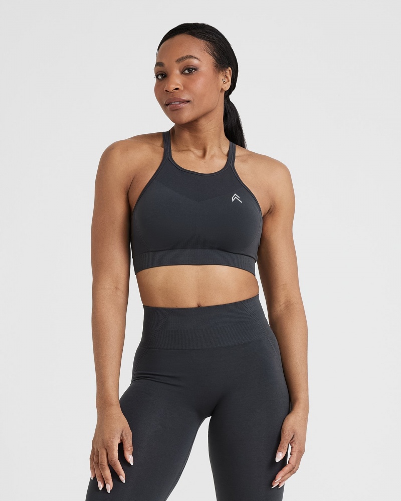 Black Oner Active Effortless Seamless High Neck Bralette Sports Bras | 45278WMSE