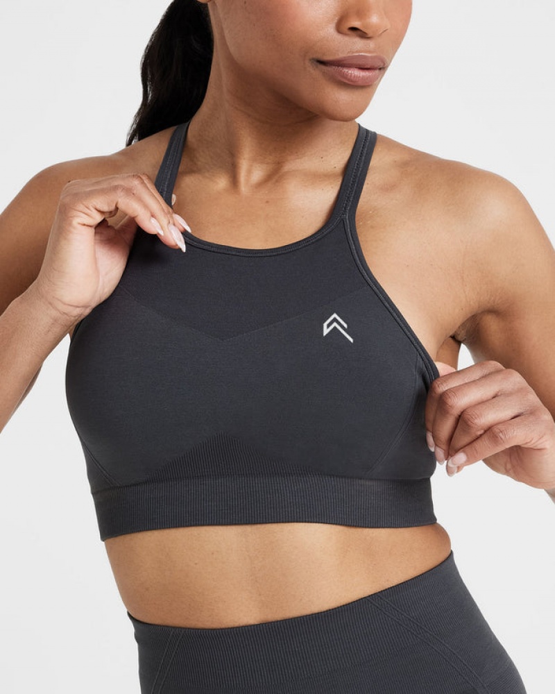 Black Oner Active Effortless Seamless High Neck Bralette Sports Bras | 45278WMSE