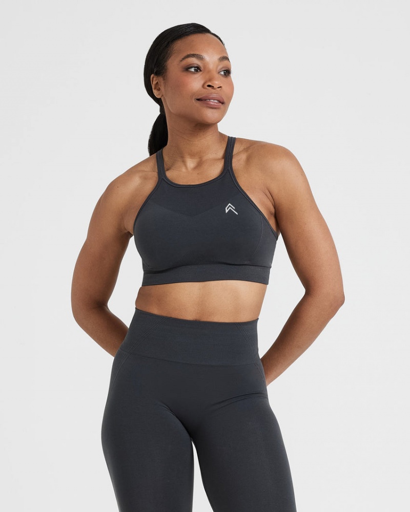 Black Oner Active Effortless Seamless High Neck Bralette Sports Bras | 45278WMSE