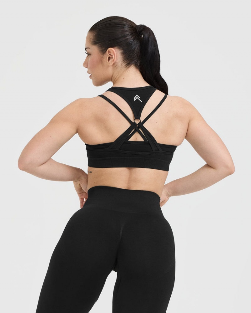 Black Oner Active Effortless Seamless Layered Sports Bras | 95427USNL