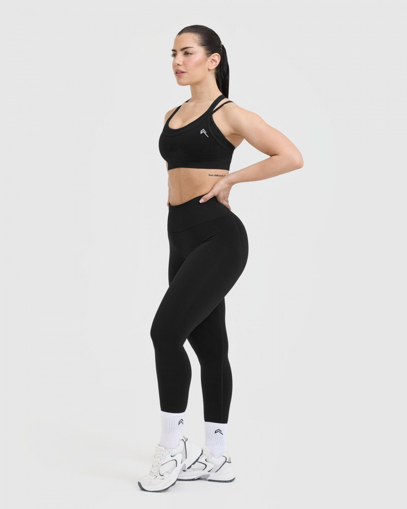 Black Oner Active Effortless Seamless Layered Sports Bras | 95427USNL