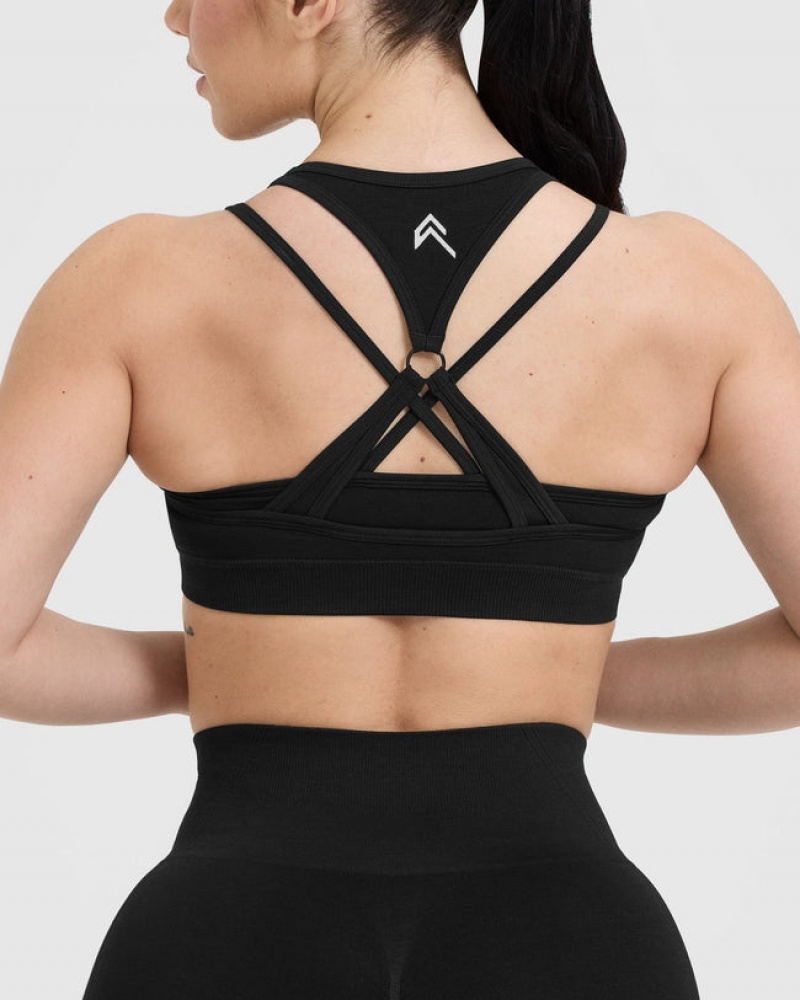 Black Oner Active Effortless Seamless Layered Sports Bras | 95427USNL