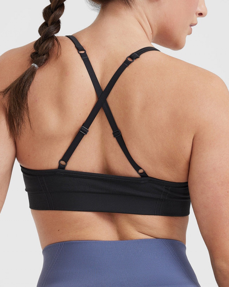 Black Oner Active Effortless Strappy Bralette Sports Bras | 05796HYTR