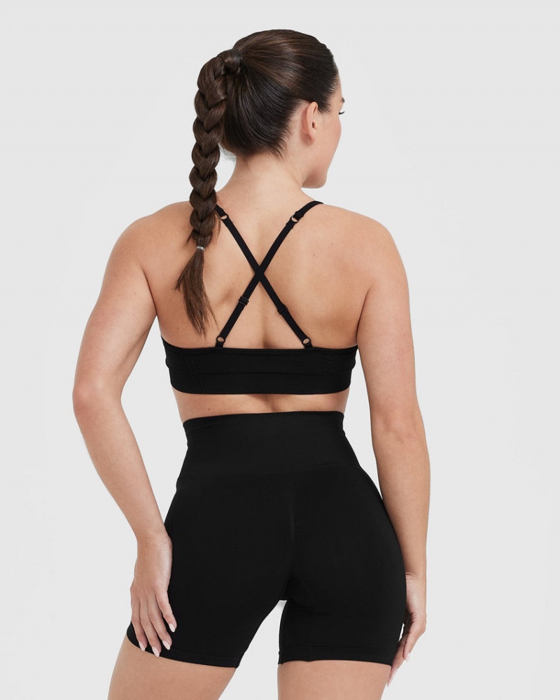 Black Oner Active Effortless Strappy Bralette Sports Bras | 83705FDGV