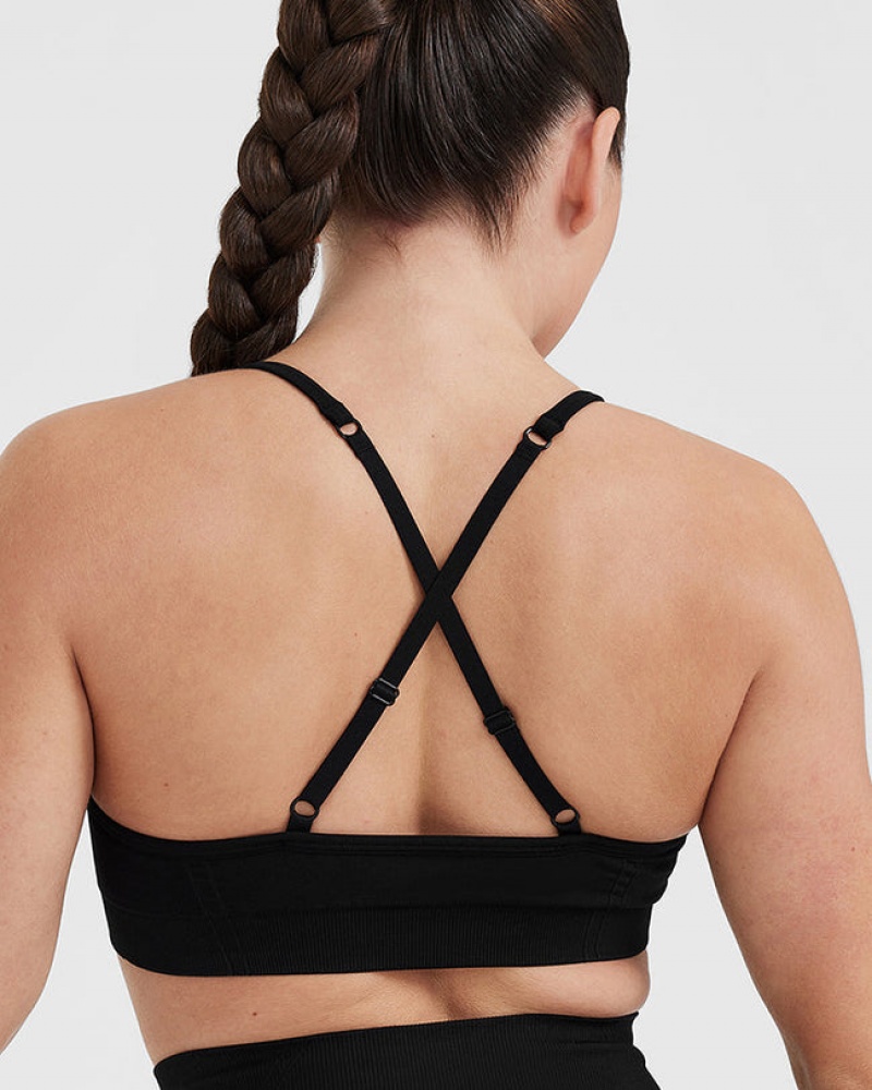 Black Oner Active Effortless Strappy Bralette Sports Bras | 83705FDGV