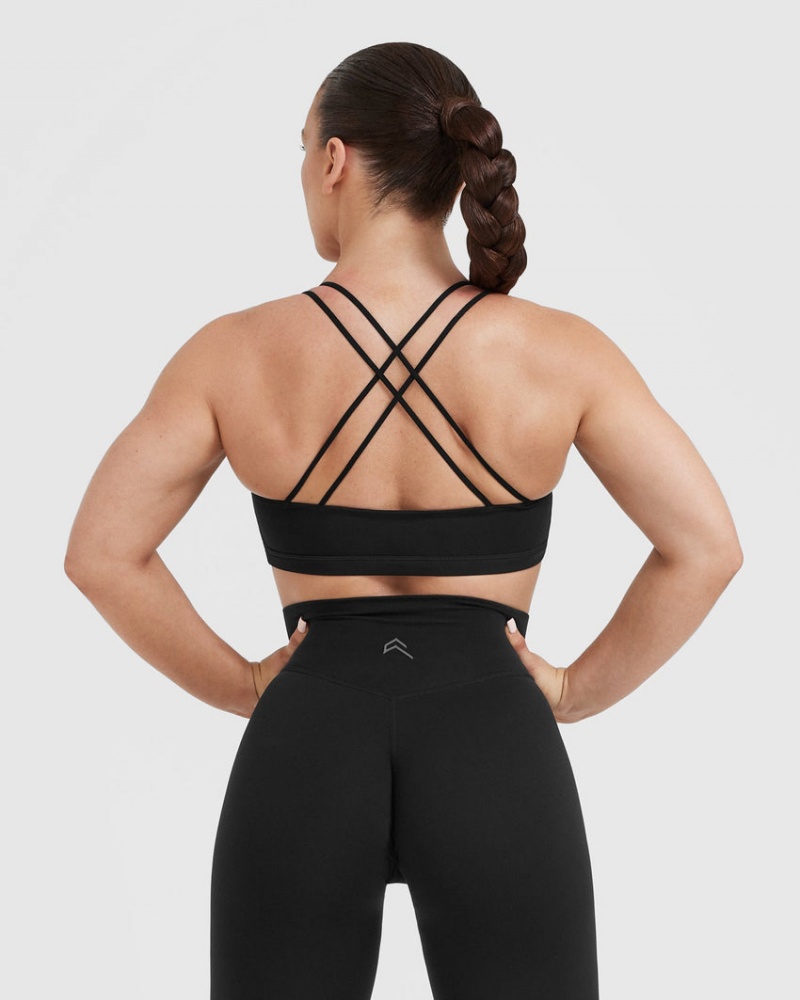 Black Oner Active Everyday Cross Over Bralette Sports Bras | 03971VBZC