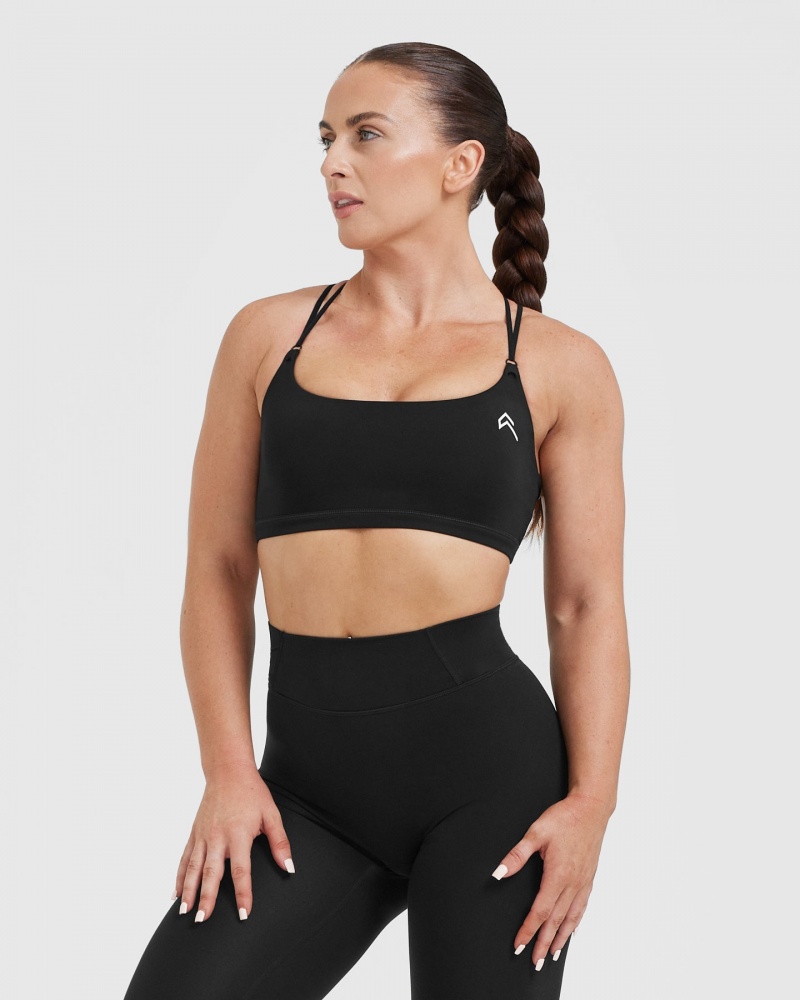 Black Oner Active Everyday Cross Over Bralette Sports Bras | 03971VBZC