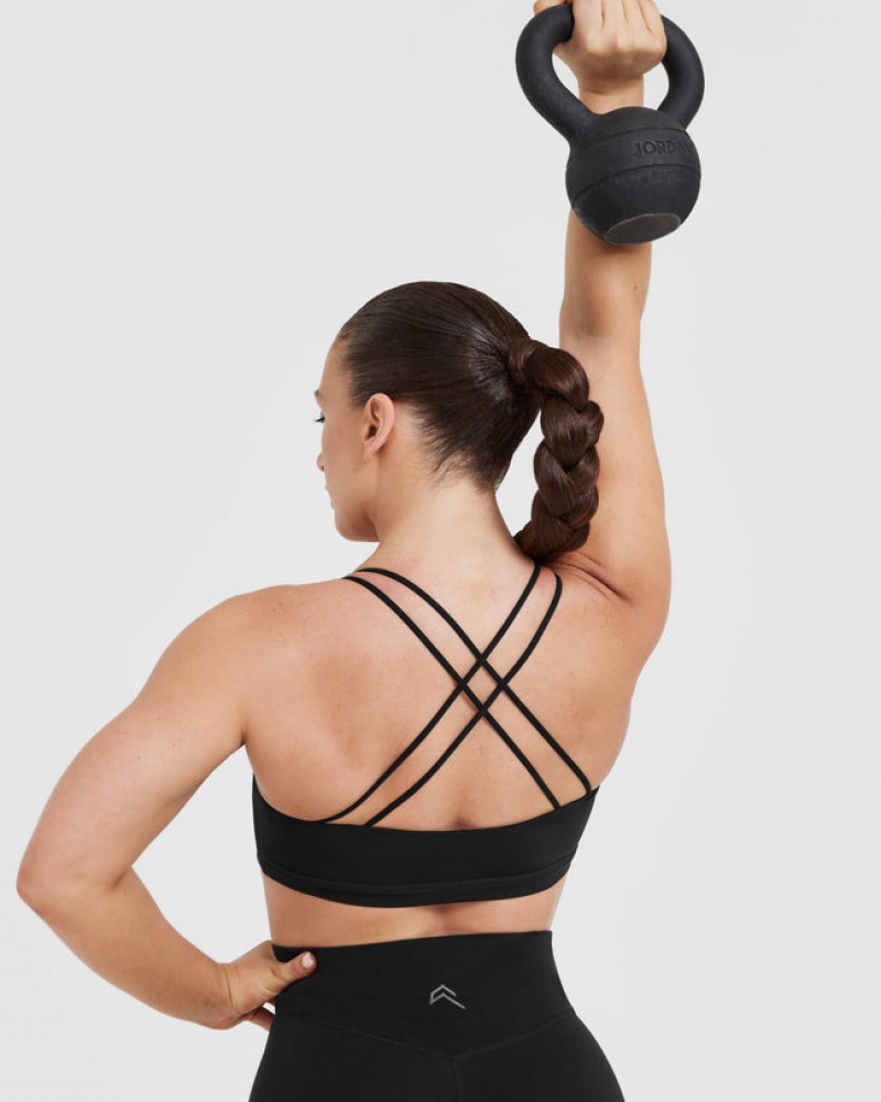 Black Oner Active Everyday Cross Over Bralette Sports Bras | 03971VBZC