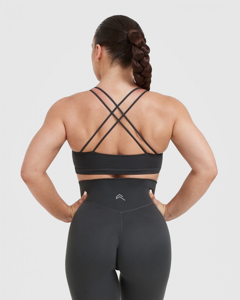 Black Oner Active Everyday Cross Over Bralette Sports Bras | 47862YFHT