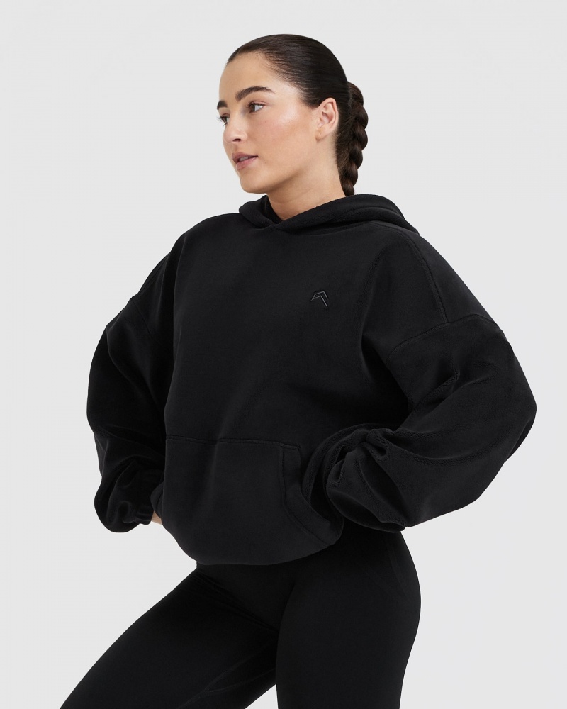 Black Oner Active Fleece Oversized Hoodie | 51087UMXA