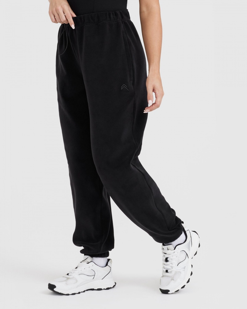 Black Oner Active Fleece Oversized Joggers | 01427OLCT