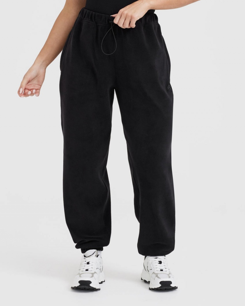 Black Oner Active Fleece Oversized Joggers | 01427OLCT