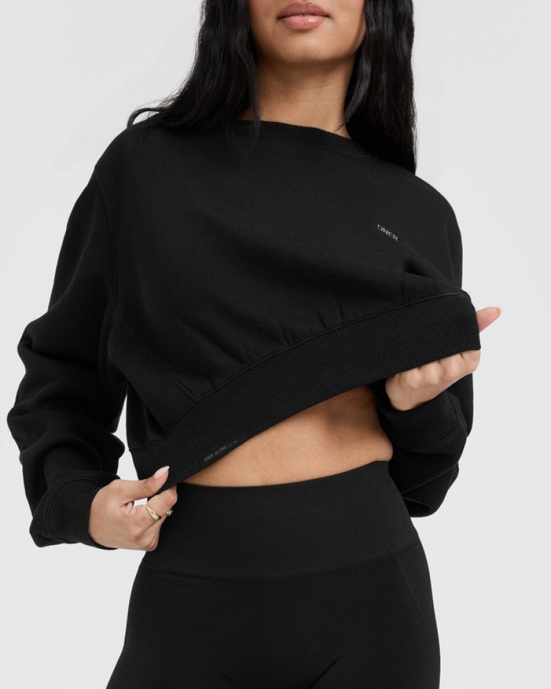 Black Oner Active Foundations Crop Sweatshirts | 19756JQOM