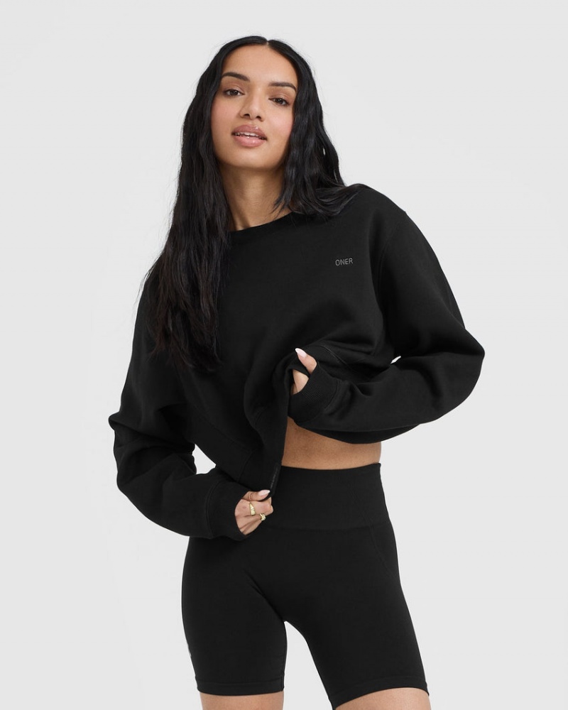 Black Oner Active Foundations Crop Sweatshirts | 19756JQOM