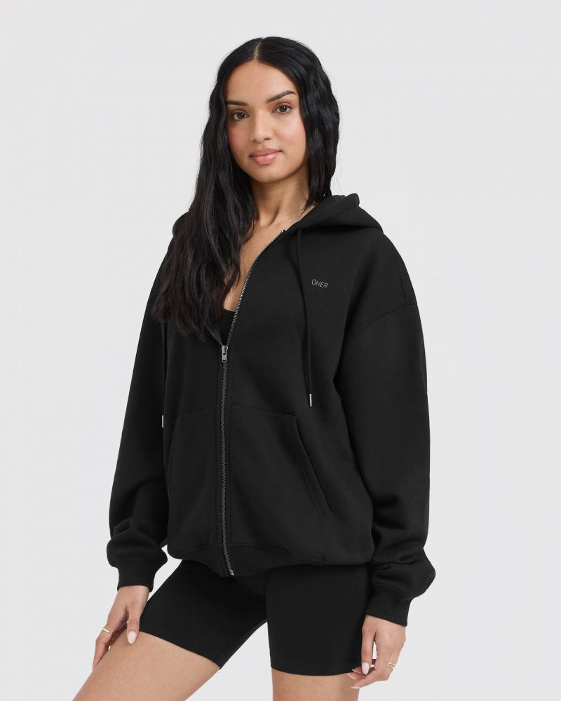 Black Oner Active Foundations Zip Through Hoodie | 09463NZQG