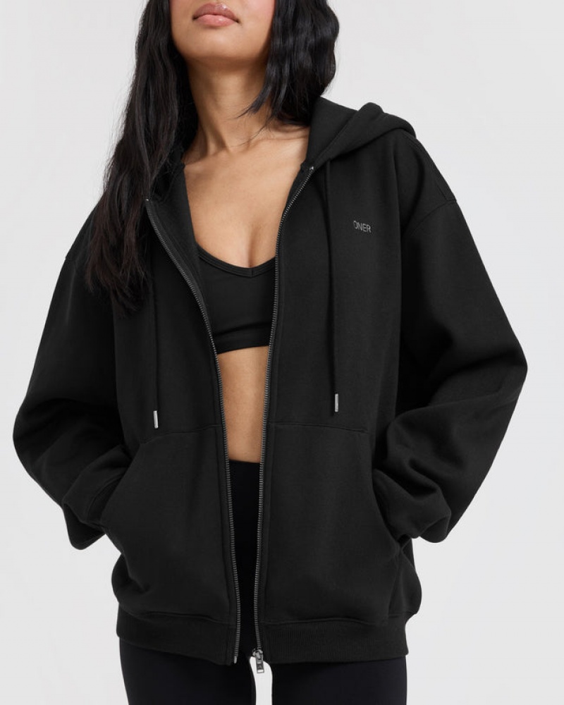 Black Oner Active Foundations Zip Through Hoodie | 09463NZQG