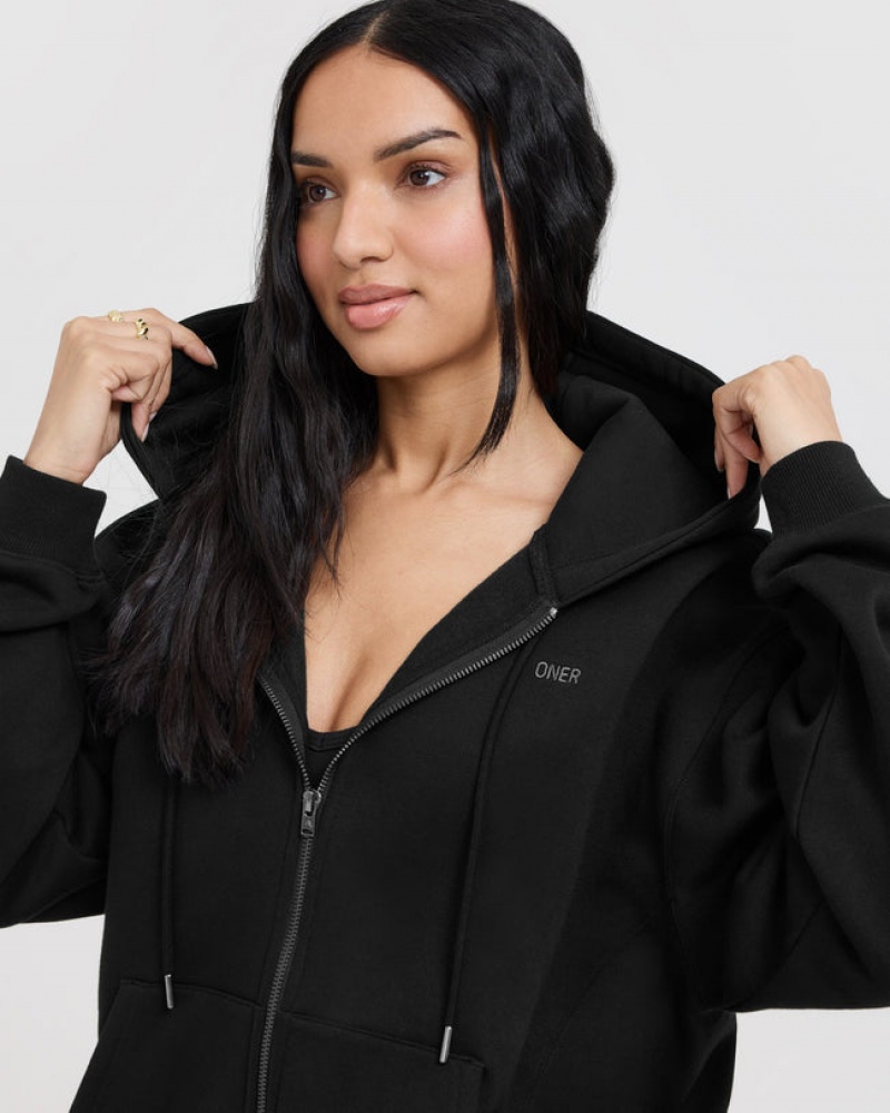 Black Oner Active Foundations Zip Through Hoodie | 09463NZQG