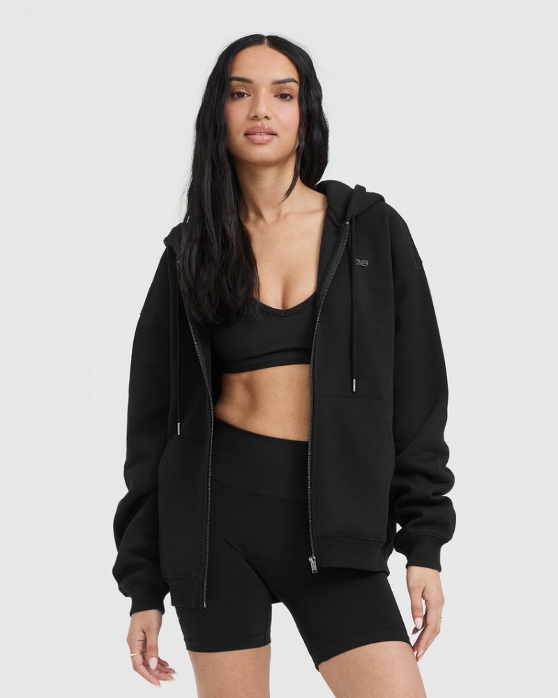 Black Oner Active Foundations Zip Through Hoodie | 09463NZQG