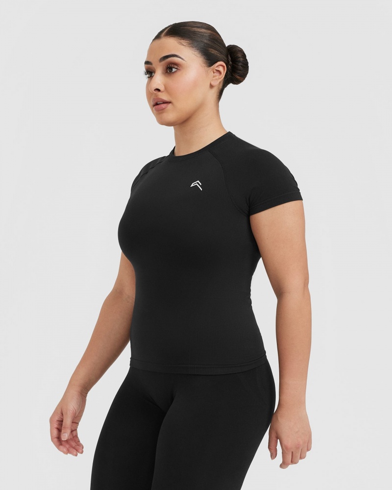 Black Oner Active Go To Seamless Fitted T Shirts | 03982OKCX