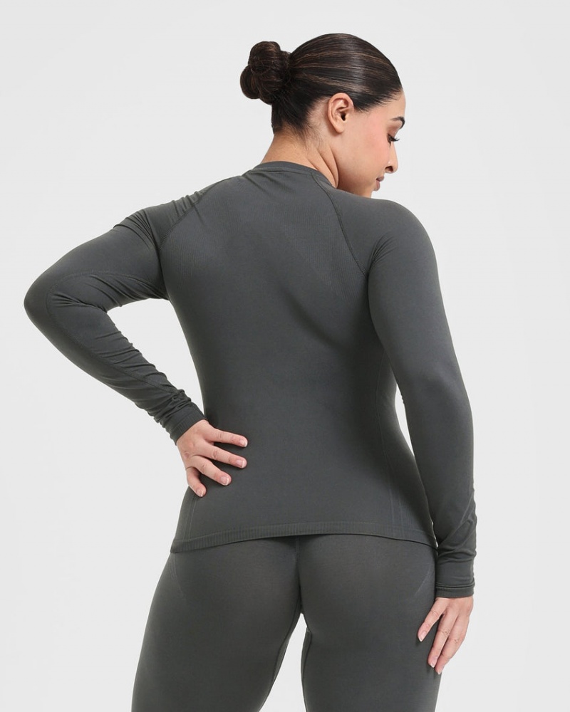 Black Oner Active Go To Seamless Fitted Long Sleeve T Shirts | 68213GRKY