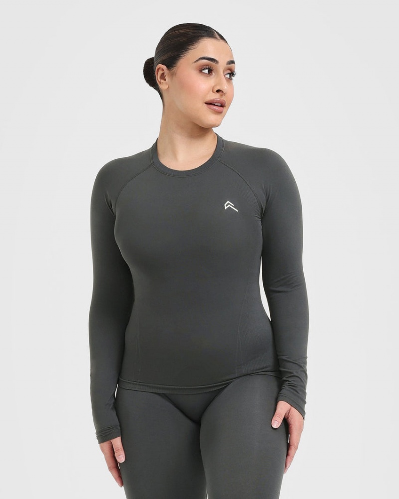 Black Oner Active Go To Seamless Fitted Long Sleeve T Shirts | 68213GRKY