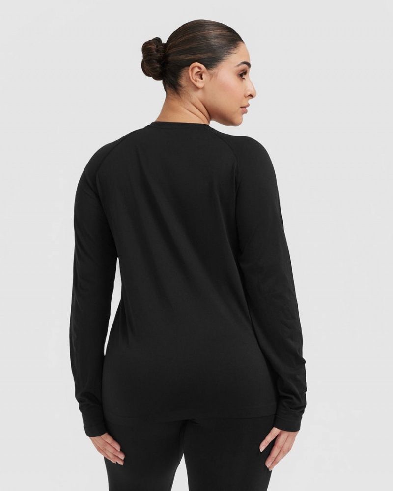 Black Oner Active Go To Seamless Loose Long Sleeve T Shirts | 20791RVWX