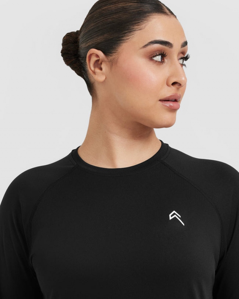 Black Oner Active Go To Seamless Loose Long Sleeve T Shirts | 20791RVWX