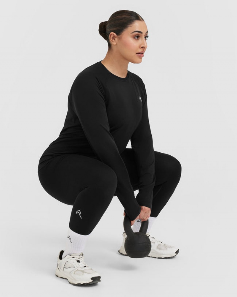 Black Oner Active Go To Seamless Loose Long Sleeve T Shirts | 20791RVWX