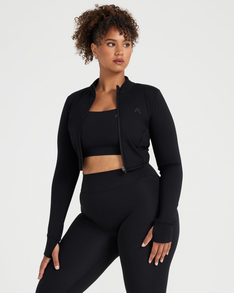 Black Oner Active Timeless Crop Jackets | 91642VIBO