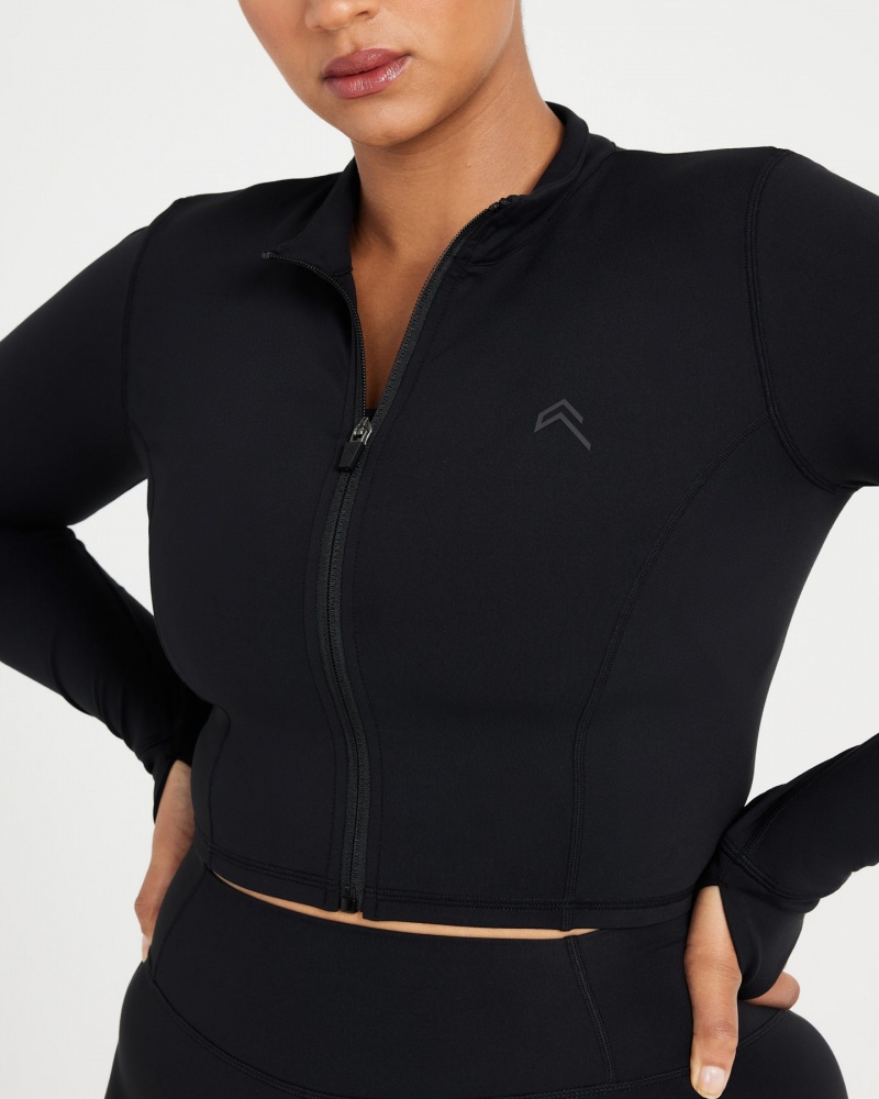 Black Oner Active Timeless Crop Jackets | 91642VIBO