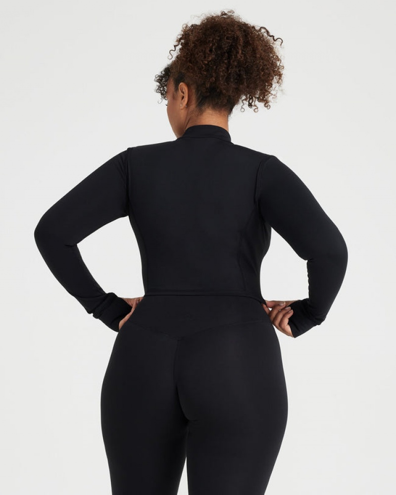 Black Oner Active Timeless Crop Jackets | 91642VIBO