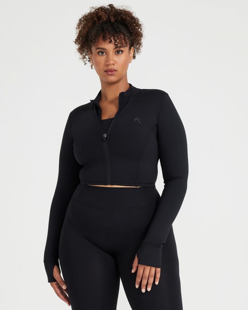 Black Oner Active Timeless Crop Jackets | 91642VIBO