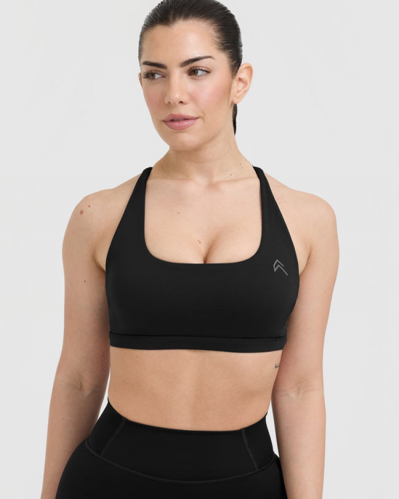 Black Oner Active Timeless Square Neck Sports Bras | 29507JDTF