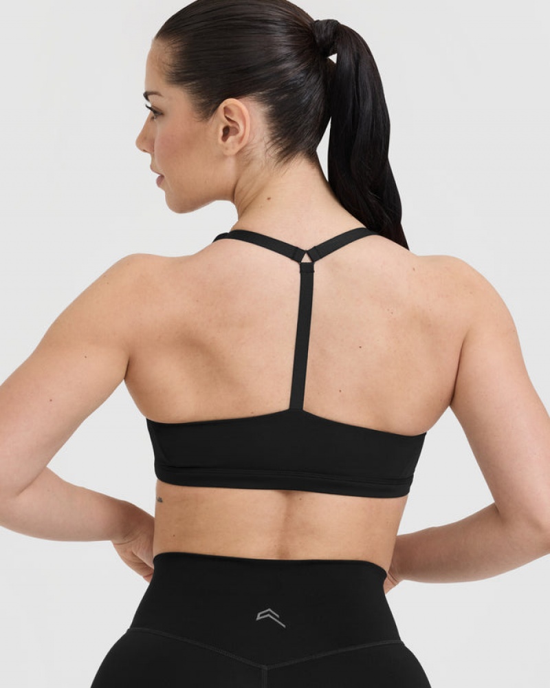 Black Oner Active Timeless Square Neck Sports Bras | 29507JDTF