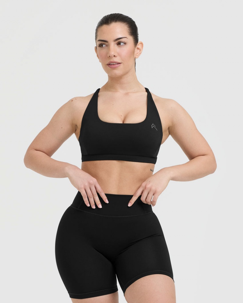 Black Oner Active Timeless Square Neck Sports Bras | 29507JDTF