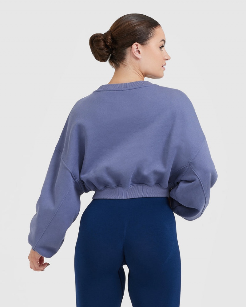 Blue Oner Active All Day Lightweight Oversized V-Neck Sweatshirts | 03754SELI